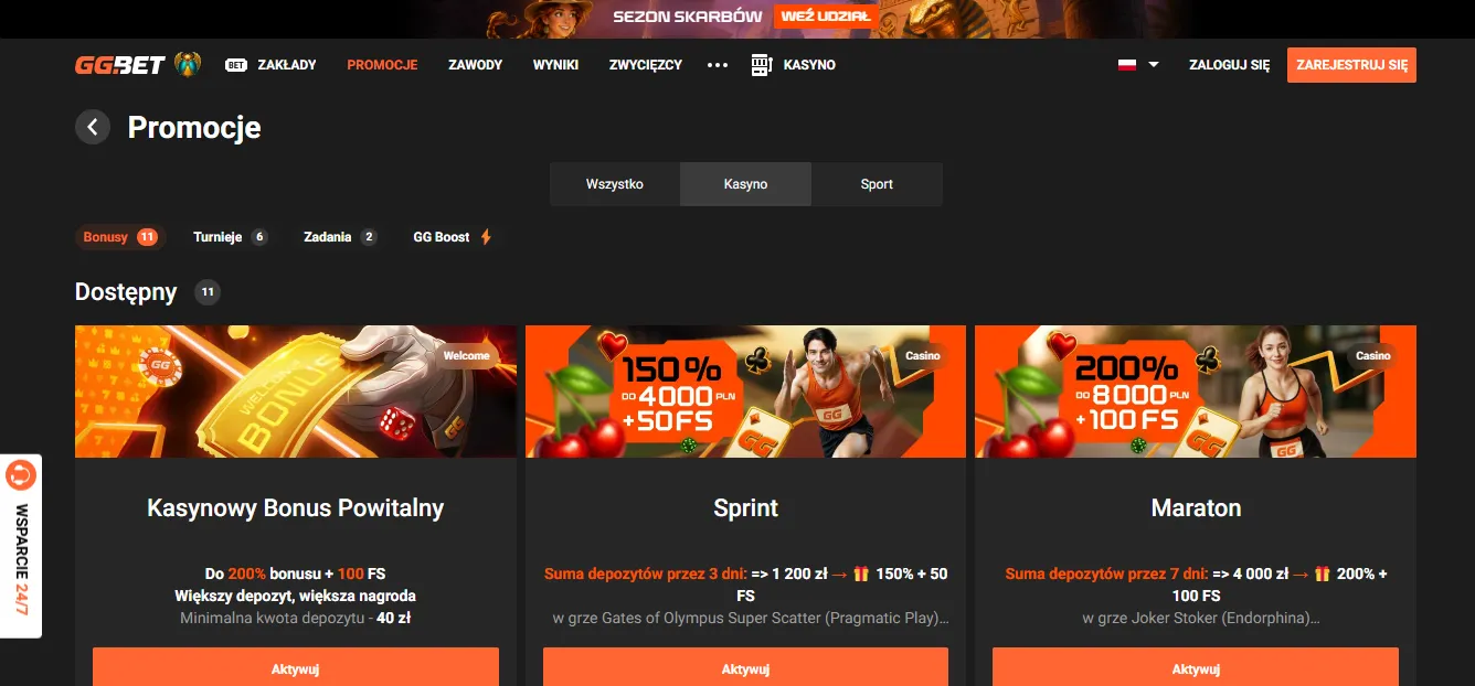 GGBet Kasyno – oferta gier i bonusy